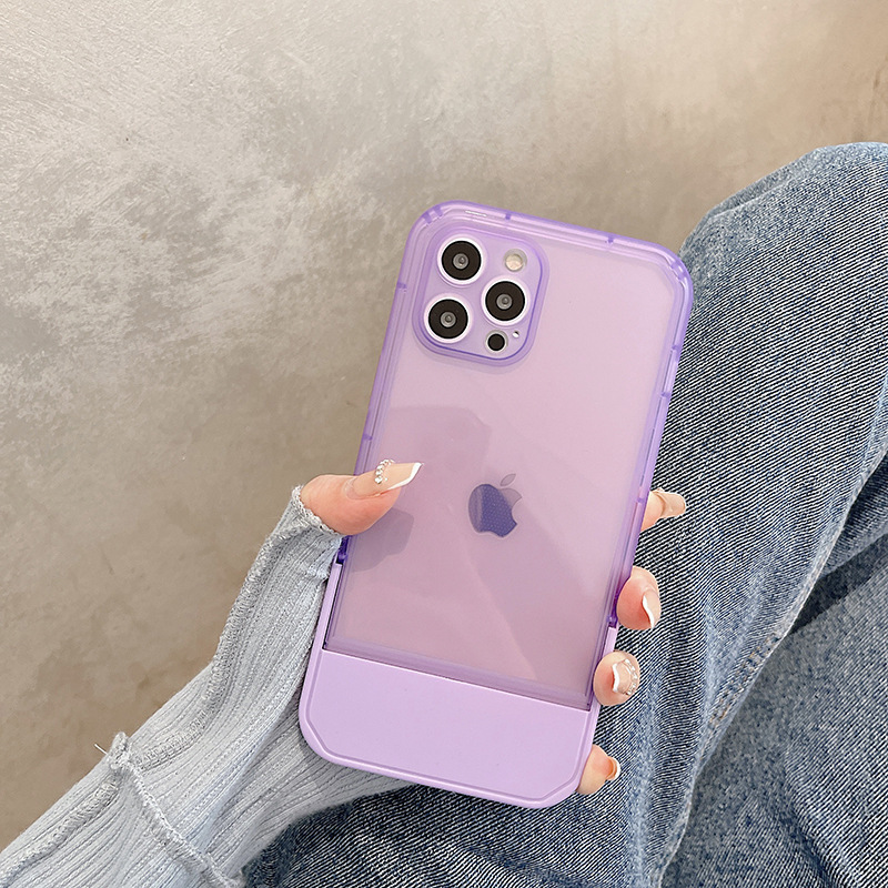iphone13proケース カーバー スタンド付き　半透明　お洒落　韓国　軽量 ケース 耐衝撃 高品質 紫188