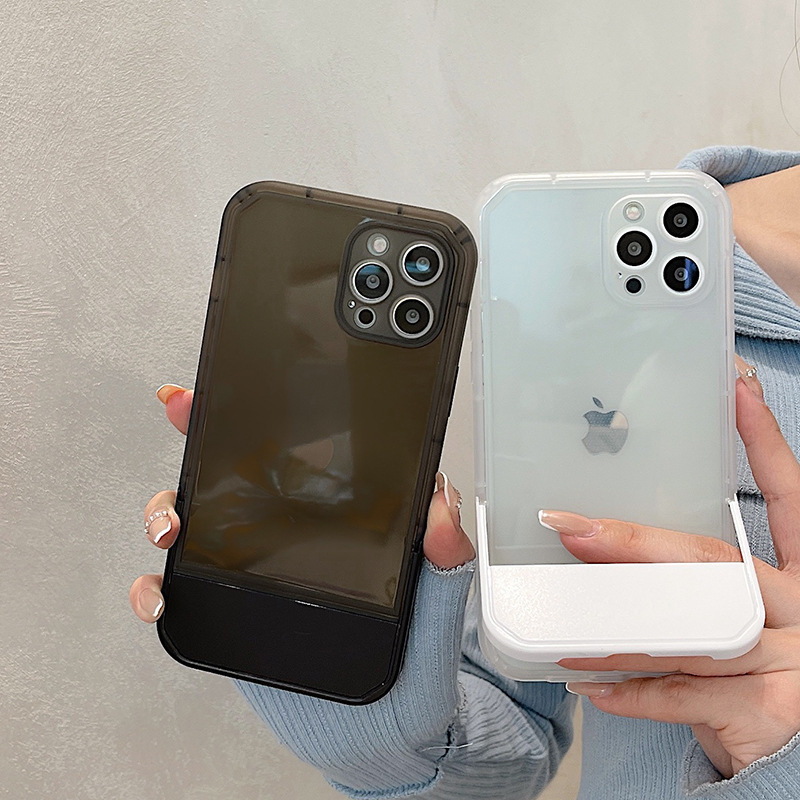 iphone14promaxケース カーバー スタンド付き　半透明　お洒落　韓国　軽量 ケース 耐衝撃 高品質 ブラック170