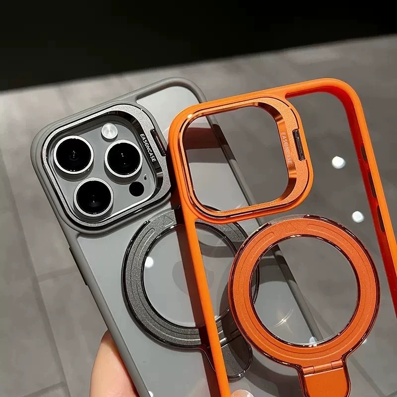 iphone14ケース カーバー TPU カメラ保護　ワイヤレス充電　スタンド　お洒落　グレー
