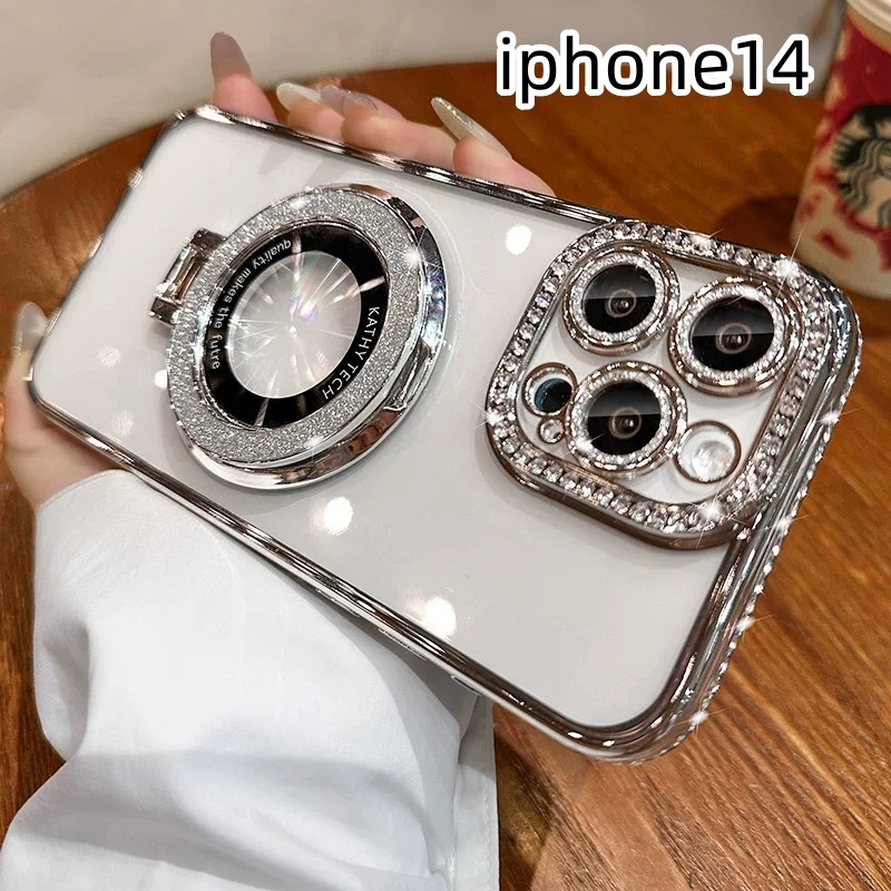 iphone14ケース カーバー スタンド付き　透明　お洒落　韓国　軽量 ケース 耐衝撃 高品質　シルバーｚ1