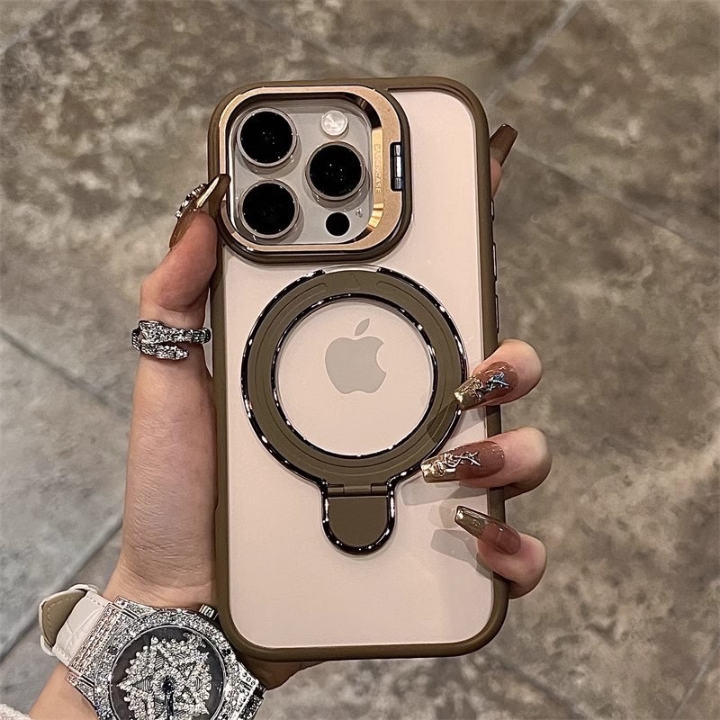 iphone15plusケース カーバー TPU カメラ保護　ワイヤレス充電　スタンド　お洒落　グレー
