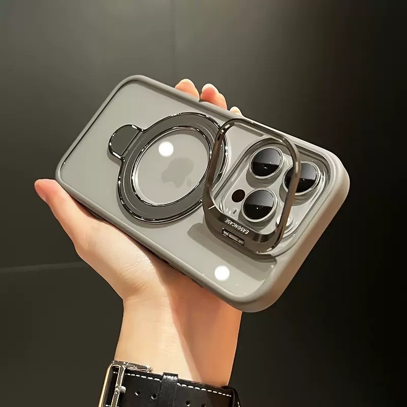 iphone15promaxケース カーバー TPU カメラ保護　ワイヤレス充電　スタンド　お洒落　グレー1
