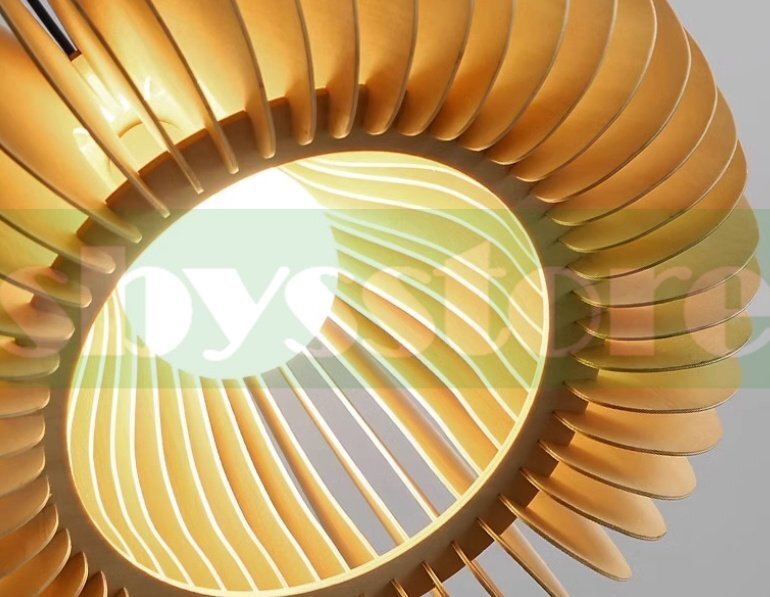 レストラン シャンデリア 天然木制 侘寂風 寢室ライト 和風 南瓜ランプ バーカウンター インフルエンサー向けライト 三色調整可能 50cm