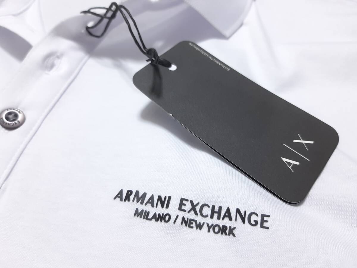 [新品] ARMANI EXCHANGE　定番デザインのワンポイントロゴ入り【メンズ?ポロシャツ】◆2023年春夏モデル　サイズ：L(50相當(dāng))　◆色：白