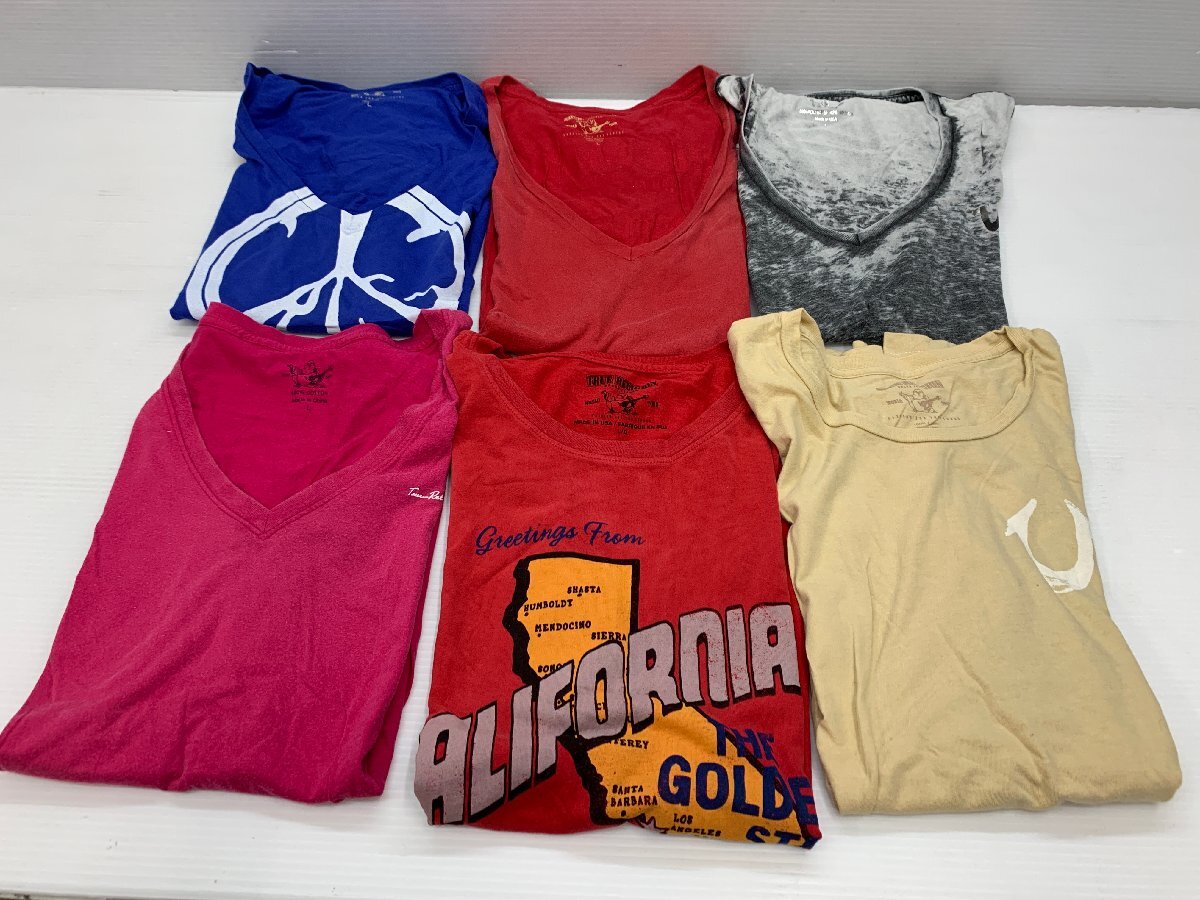 TRUE RELIGION レディース 半袖Tシャツ 6著 まとめ売り Lサイズのみ Vネック プリント ダメージ加工 ◇3125