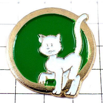 ピンバッジ?シロネコ白貓がそっと歩く◆フランス限定ピンズ◆レアなヴィンテージものピンバッチ