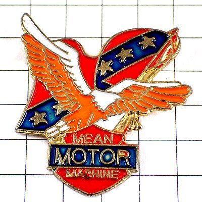 ピンバッジ?バイク鷲イーグルわしとアメリカ南軍の旗◆フランス限定ピンズ◆レアなヴィンテージものピンバッチ