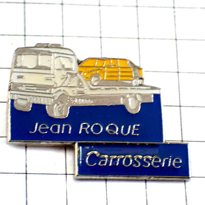  значок * белый грузовик желтый автомобиль транспортировка * Франция ограничение булавка z* редкость . Vintage было использовано булавка bachi