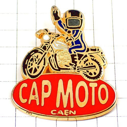 ピンバッジ?バイク二輪オートバイでツーリング CAP-MOTO BIKER◆フランス限定ピンズ◆レアなヴィンテージものピンバッチ