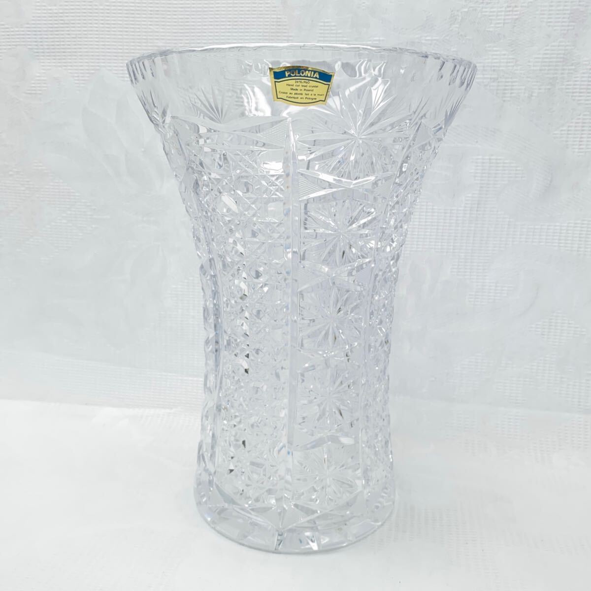 7★ POLONIA ポーランド クリスタルガラス カットガラス 花瓶 花器_画像3