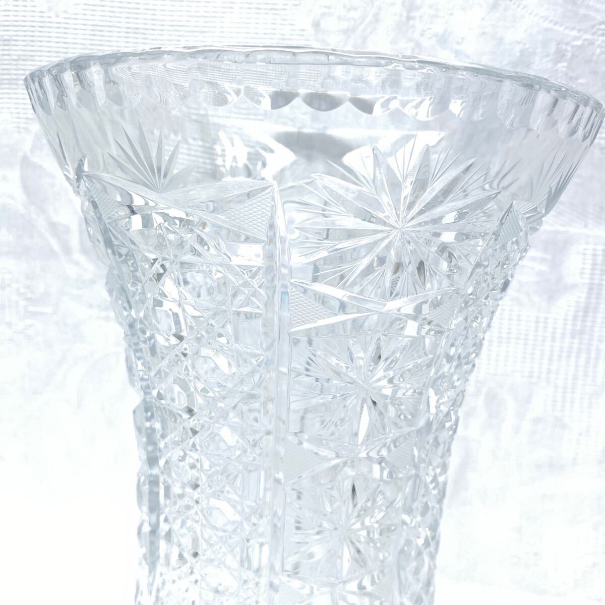 7★ POLONIA ポーランド クリスタルガラス カットガラス 花瓶 花器_画像4