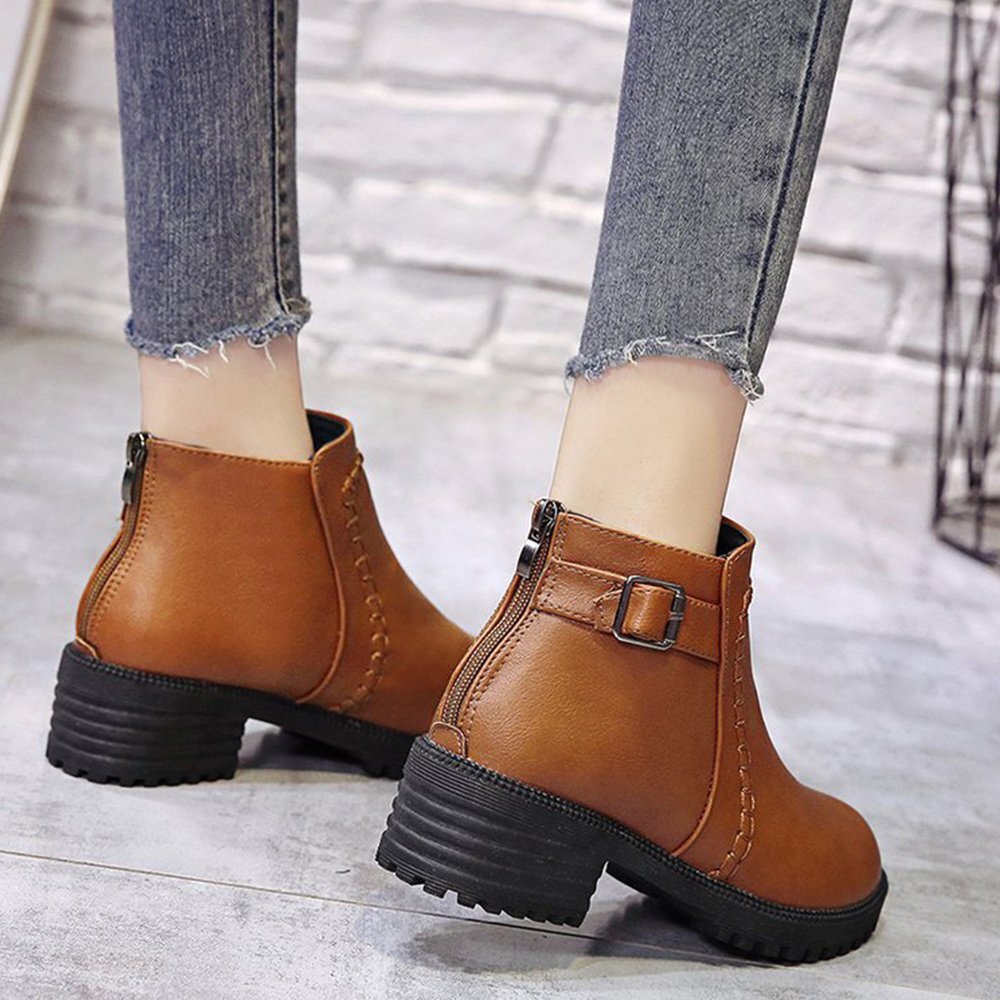  короткие сапоги женский обратная сторона ворсистый ботинки 22.5cm Brown 