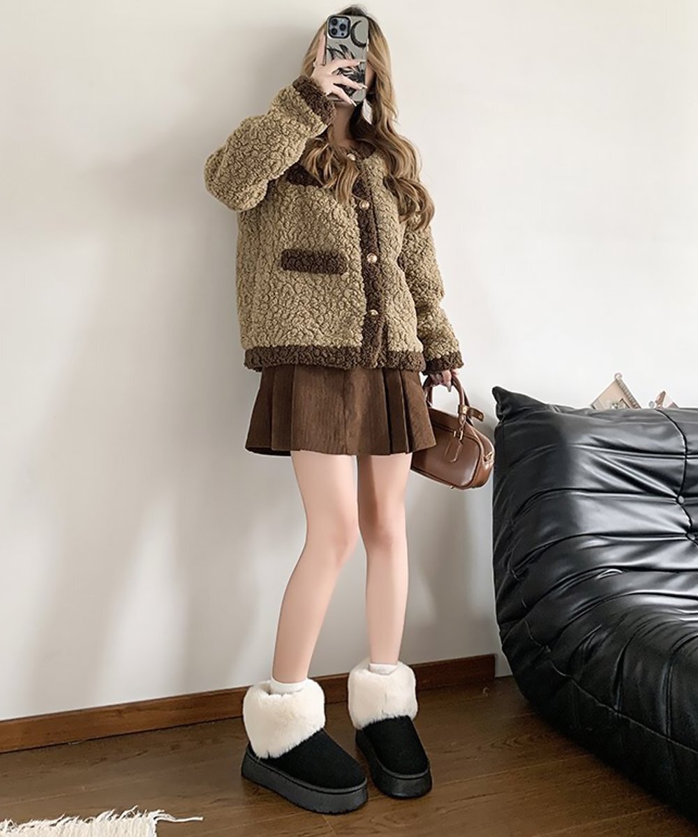  мутон ботинки толщина низ мех ботинки 23.0cm(36) Camel 
