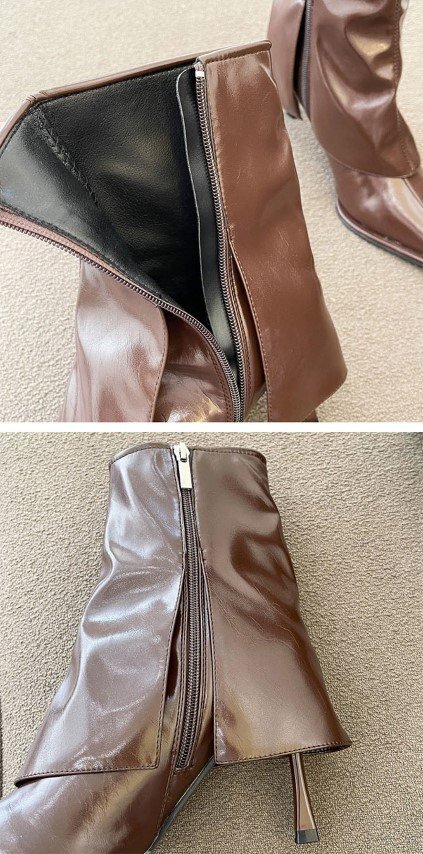 po Inte dotu следки Layered короткие сапоги чёрный Brown ножек длина 23.5cm(37) "теплый" белый 