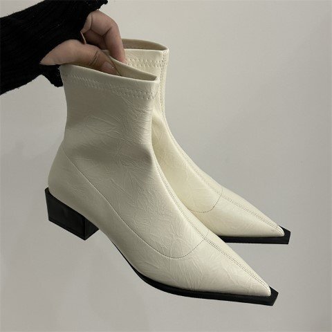  короткие сапоги po Inte dotu красивый . простой casual женская обувь [38]24cm "теплый" белый 