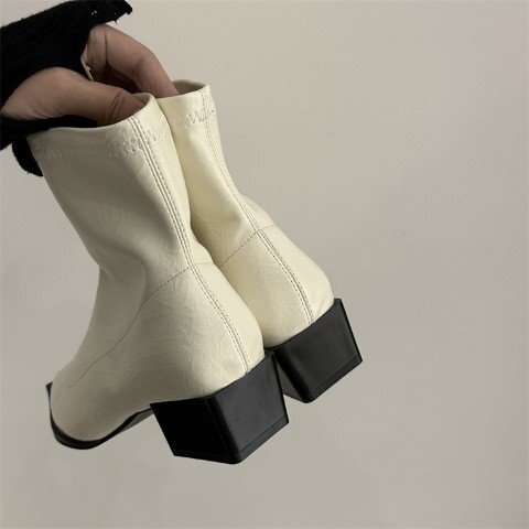  короткие сапоги po Inte dotu красивый . простой casual женская обувь [38]24cm "теплый" белый 