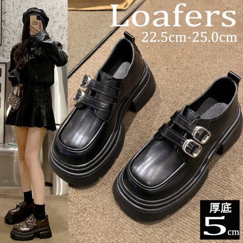  женский Loafer туфли-лодочки квадратное tu ремешок толщина низ чёрный темно-коричневый прекрасный ножек ножек длина 23.5cm(37) темно-коричневый 