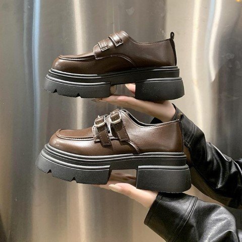  женский Loafer туфли-лодочки квадратное tu ремешок толщина низ чёрный темно-коричневый прекрасный ножек ножек длина 23.5cm(37) темно-коричневый 