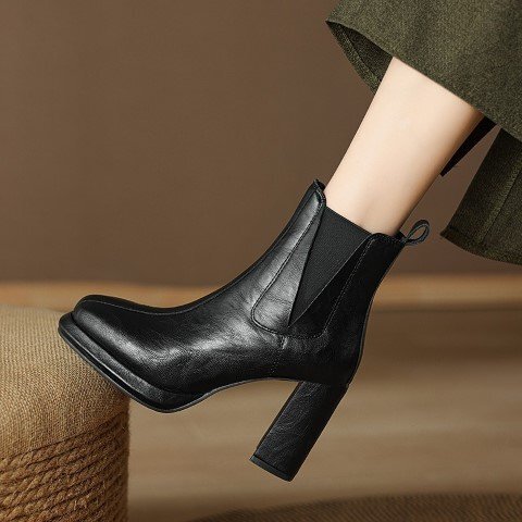 обувь со вставкой из резинки ботинки boots low каблук квадратное tu ботинки 23.0cm(36) светло-коричневый 
