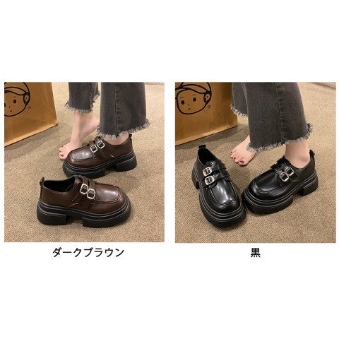  женский Loafer туфли-лодочки квадратное tu ремешок толщина низ чёрный темно-коричневый прекрасный ножек ножек длина 23.5cm(37) темно-коричневый 