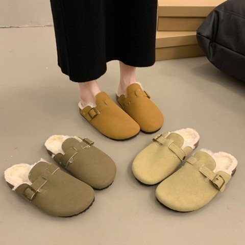  женский под мутон шлепанцы обратная сторона боа обувь короткие сапоги .... Flat 23.5cm(37) зеленый 