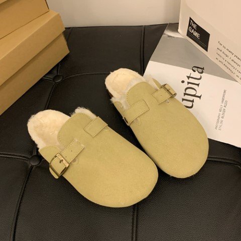  женский под мутон шлепанцы обратная сторона боа обувь короткие сапоги .... Flat 23.5cm(37) зеленый 