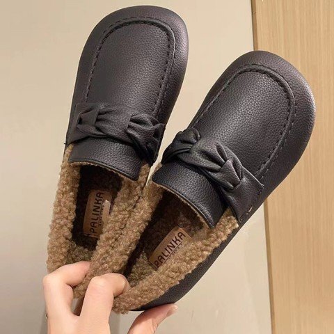  женский Trend обратная сторона ворсистый casual приятный .. Flat mo Como ko нежный ботинки 23.5cm(37) чёрный 