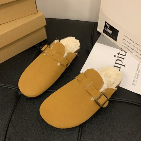  женский под мутон шлепанцы обратная сторона боа обувь короткие сапоги .... Flat 23.5cm(37) зеленый 