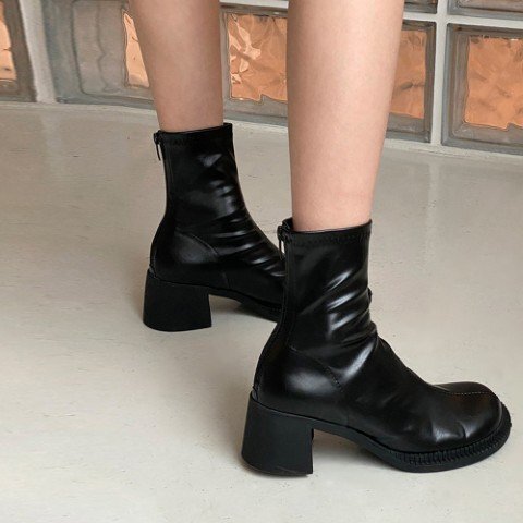  стрейч ботинки коричневый n ключ каблук прекрасный ножек 24.0cm(38) черный 