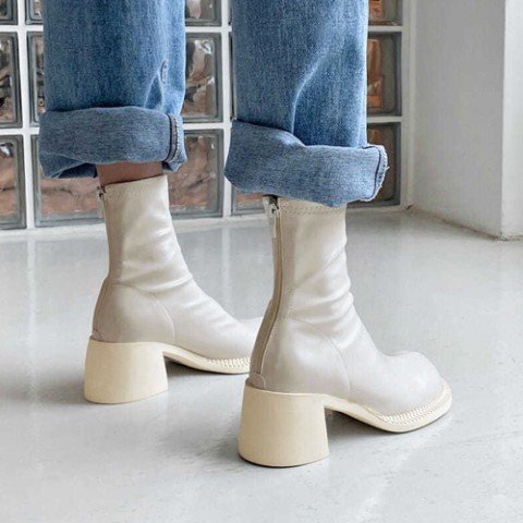  стрейч ботинки коричневый n ключ каблук прекрасный ножек 24.0cm(38) черный 