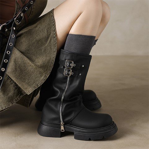  ботинки Short medium толщина низ простой casual выход женская обувь [35]22.5cm черный 