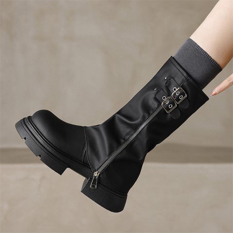  ботинки Short medium толщина низ простой casual выход женская обувь [35]22.5cm черный 