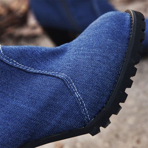  короткие сапоги каблук Denim женская обувь [40]25cm черный 