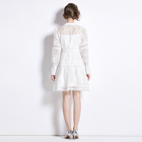  Mini One-piece короткий One-piece длинный рукав гонки платье 2 следующий .. родители ....XL белый 