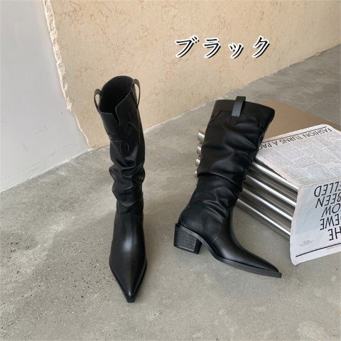  сапоги po Inte dotu запад часть kau Boy ботинки женская обувь [37]23.5cm черный 