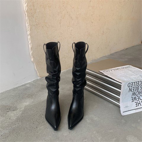  сапоги po Inte dotu запад часть kau Boy ботинки женская обувь [37]23.5cm черный 