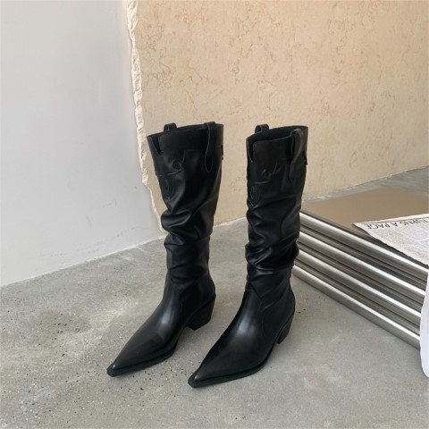  сапоги po Inte dotu запад часть kau Boy ботинки женская обувь [38]24cm черный 