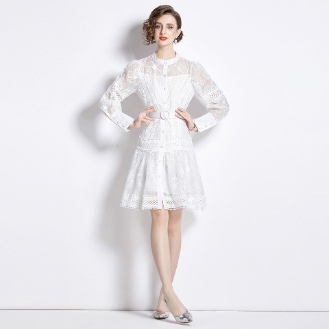  Mini One-piece короткий One-piece длинный рукав гонки платье 2 следующий .. родители ....XL белый 