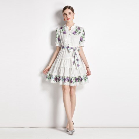  Mini One-piece короткий рукав цветочный принт красивый . casual 2 следующий ..... родители . женский 2XL "теплый" белый 