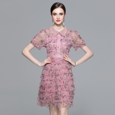  Mini One-piece короткий рукав chu-ru цветочный принт платье 2 следующий ..... родители .2XL розовый 