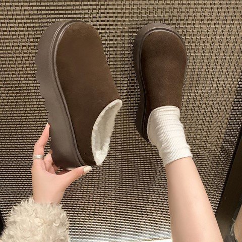  женский под мутон шлепанцы обратная сторона боа обувь короткие сапоги .... Flat 24.0cm(38) стандартный / кофе 