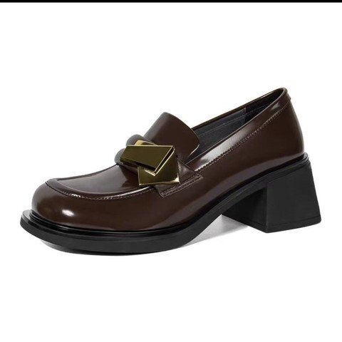  женский Loafer туфли-лодочки квадратное tu металлические принадлежности толщина низ чёрный Brown прекрасный ножек ножек длина futoshi каблук 24.0cm(38) чёрный 