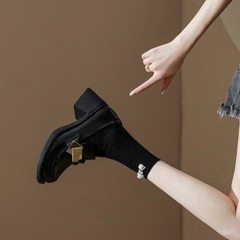 женский Loafer туфли-лодочки квадратное tu металлические принадлежности толщина низ чёрный Brown прекрасный ножек ножек длина futoshi каблук 24.0cm(38) чёрный 