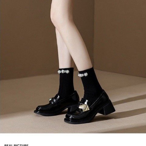  женский Loafer туфли-лодочки квадратное tu металлические принадлежности толщина низ чёрный Brown прекрасный ножек ножек длина futoshi каблук 24.0cm(38) чёрный 