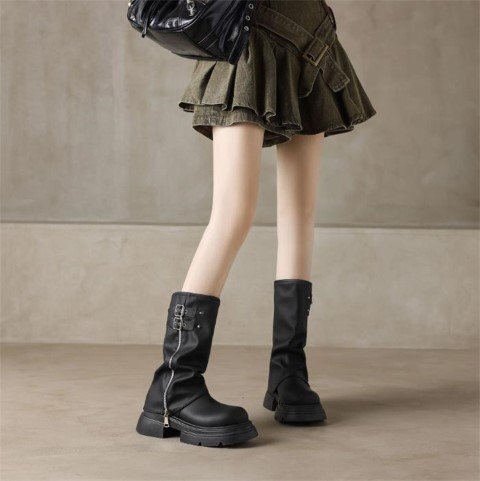  ботинки Short medium толщина низ простой casual выход женская обувь [35]22.5cm черный 