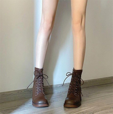  короткие сапоги retro Martin ботинки толщина низ простой женская обувь [37]23.5cm Brown 