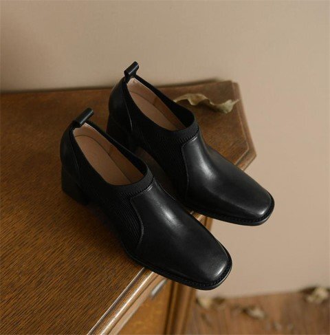  короткие сапоги простой casual толстый каблук высокий каблук женская обувь [35]22.5cm черный 