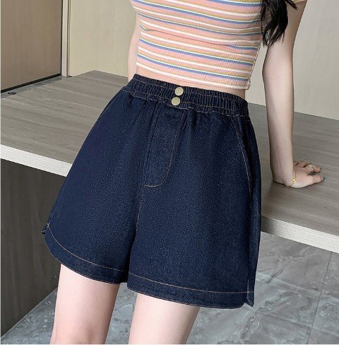 デニムパンツ ショートパンツ ミニパンツ ホットパンツ ワイド シンプル カジュアル 半ズボン レディース 2XL ブルー