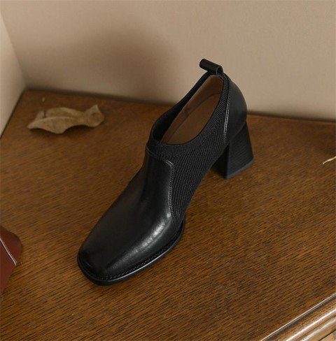  короткие сапоги простой casual толстый каблук высокий каблук женская обувь [35]22.5cm черный 