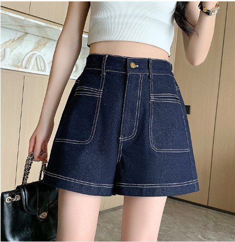 デニムパンツ ショートパンツ ホットパンツ シンプル カジュアル お出かけ レディース 5XL ブルー
